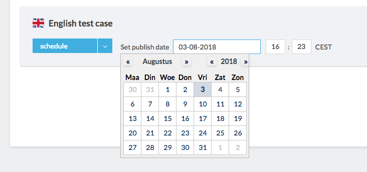 date picker to select a release date