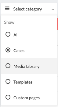 category dropdown menu showing media library option